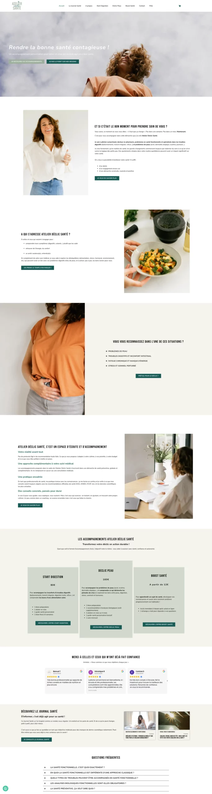 Page d'accueil atelier déclic santé