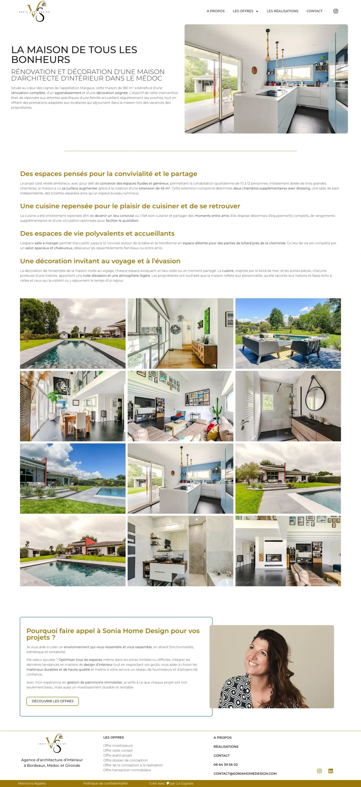 Page réalisations Sonia Home Design
