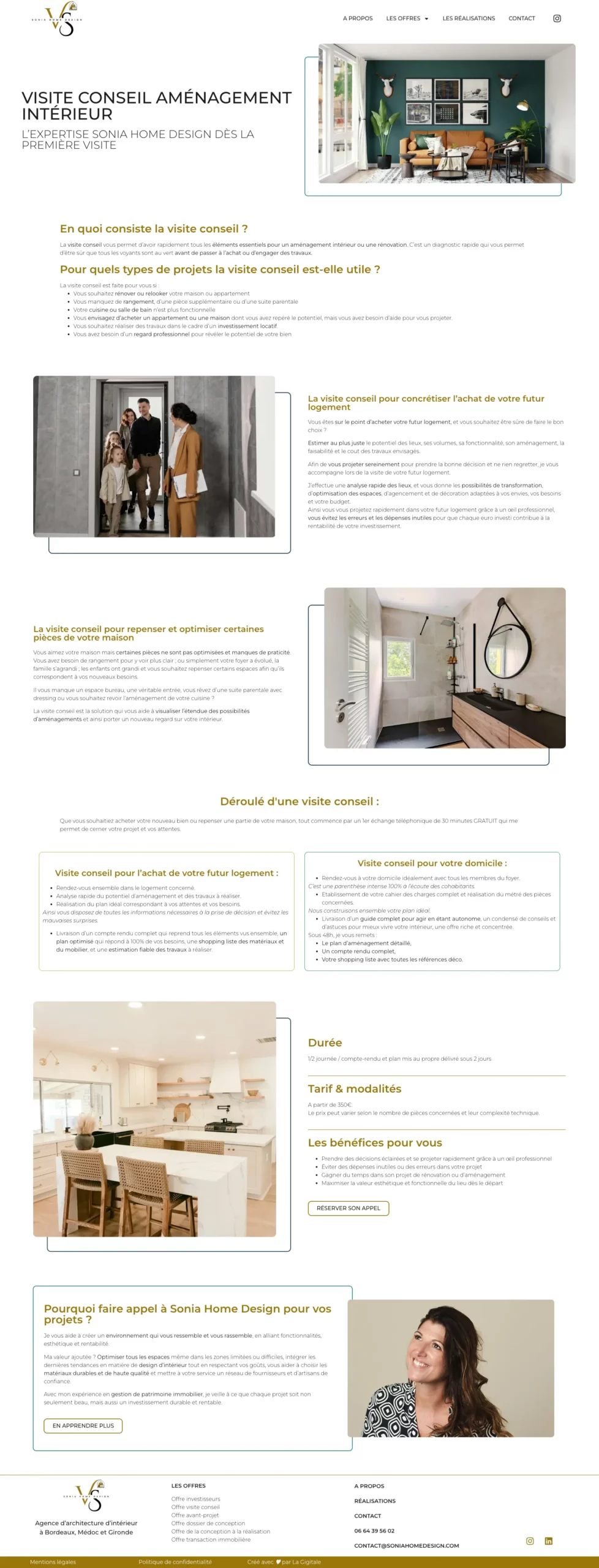 Page offre Sonia Home Design